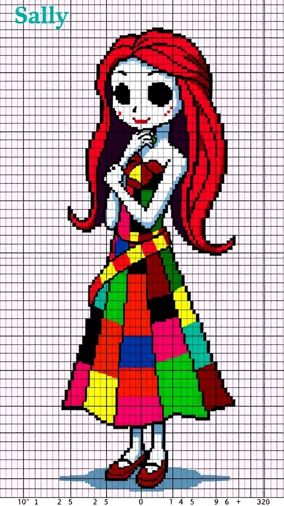 Pixel art of Sally from 